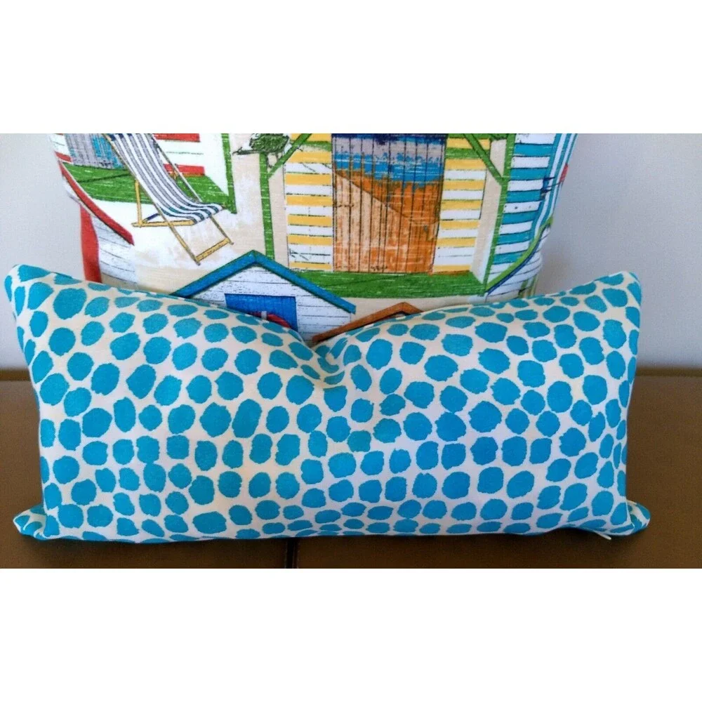 GENEVIEVE GORDER Turquoise Dot 10X20 LUMBAR IN/OUTDOOR Throw Pillow‎ Cover NEW